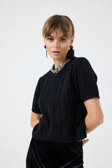 Maglia treccia cristalli FEDERICA BI