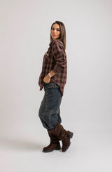 Camicia tartan cristallini e spilla FEDERICA BI