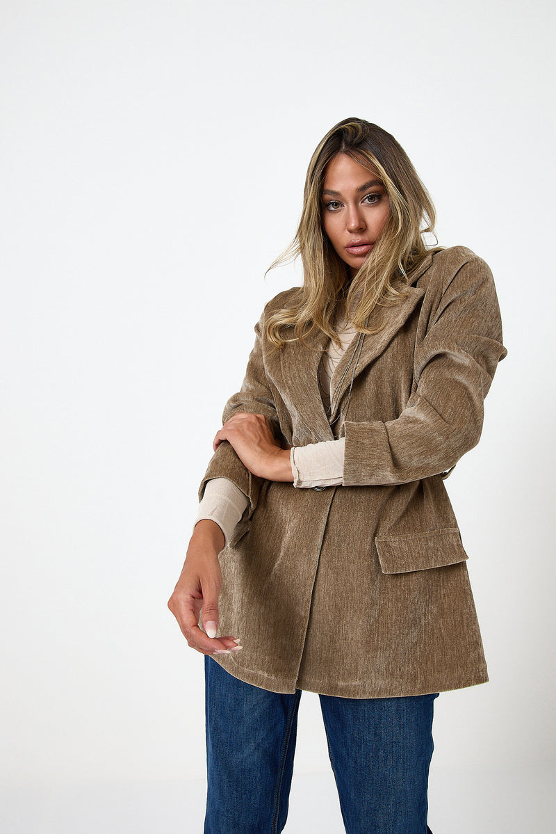 Blazer in velluto beige FEDERICA BI