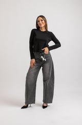 Maglia nera cotone FEDERICA BI