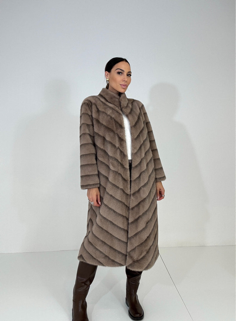 Ecovisone lungo taupe FEDERICA BI