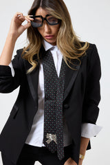 Cravatta in seta nera pois FEDERICA BI