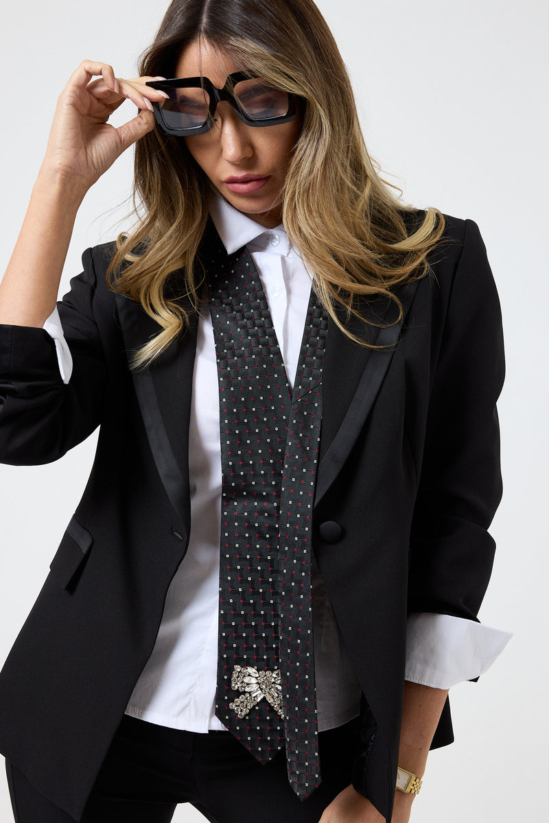 Cravatta in seta nera pois FEDERICA BI