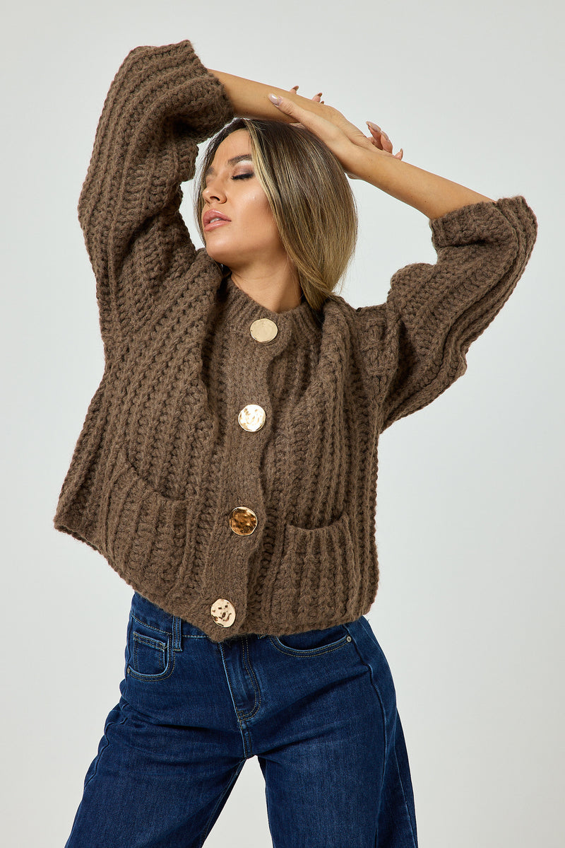 Cardigan bottone oro FEDERICA BI
