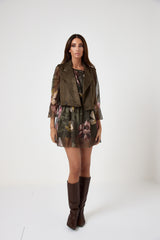 Abito in chiffon fantasia verde FEDERICA BI