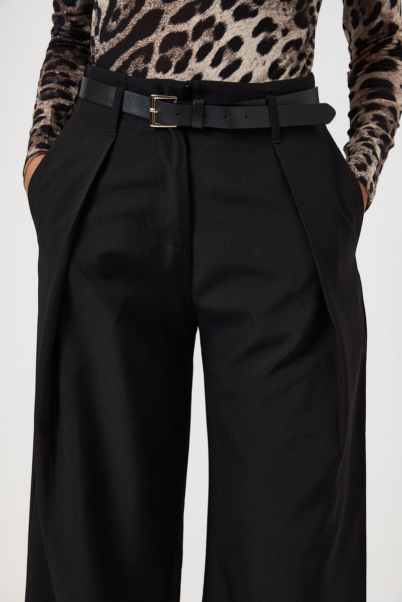 Pantalone nero con cintura FEDERICA BI