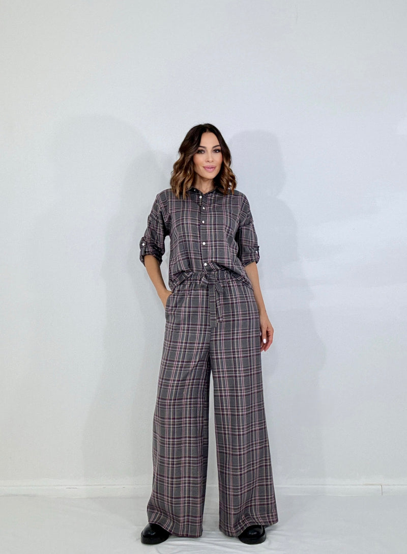 Pantalone grigio tartan FEDERICA BI