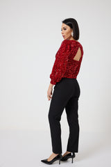 Maglia in velluto rosso FEDERICA BI