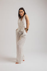 Pantalone in lino bianco FEDERICA BI