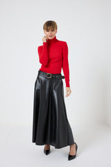 Gonna in ecopelle FEDERICA BI ( nera e bordeaux )