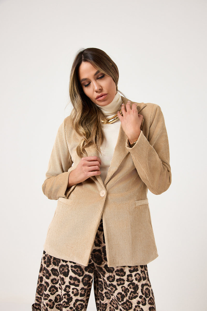 Blazer in velluto beige FEDERICA BI