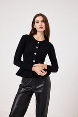 Maglia nera bottoni gioiello FEDERICA BI