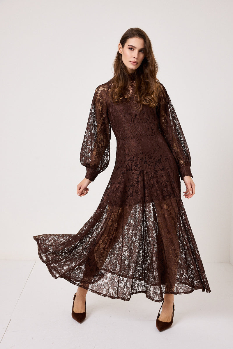 Abito in pizzo cioccolato FEDERICA BI