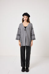 Cardigan grigio frange in suede FEDERICA BI