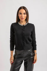 Cardigan nero gioiello FEDERICA BI