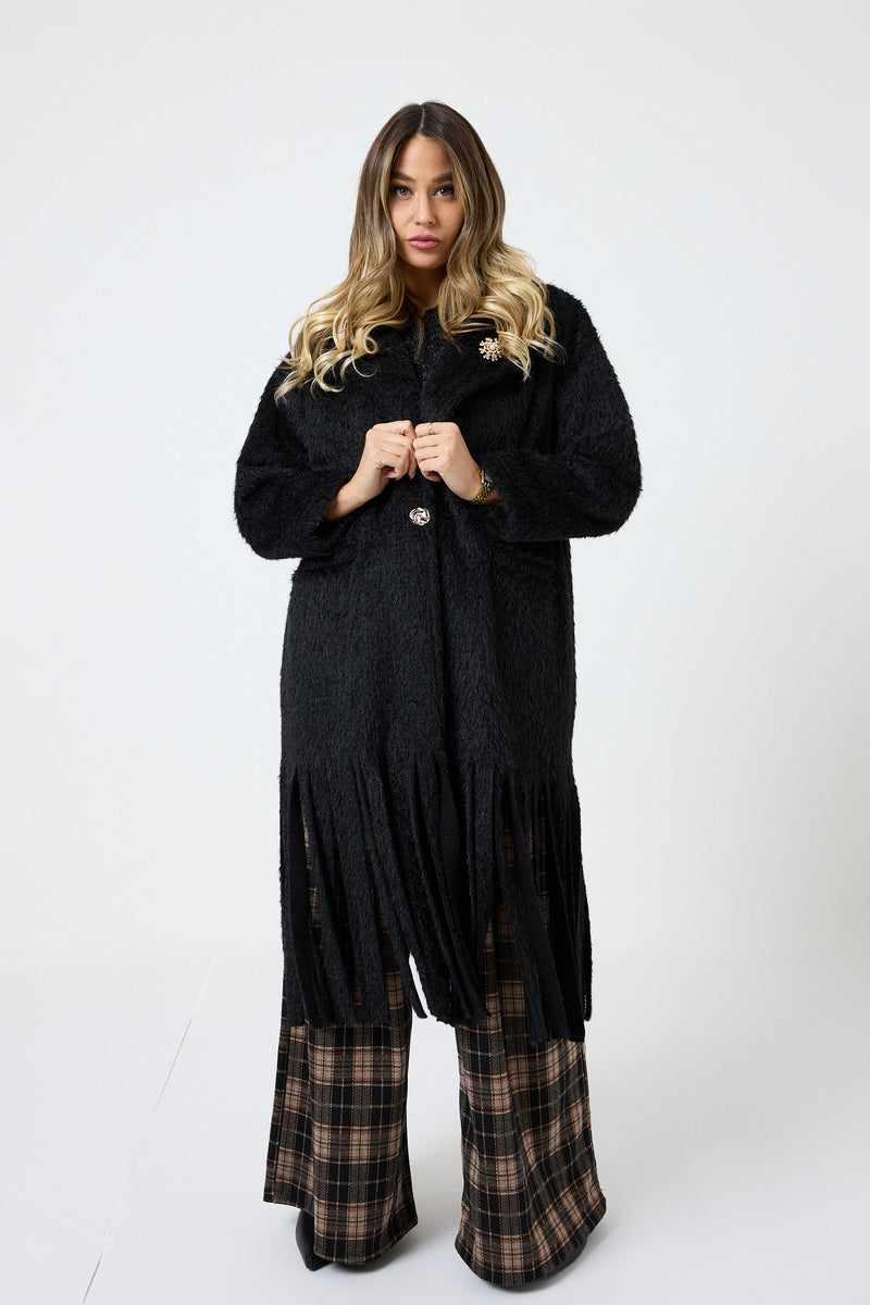 Cappotto lungo con frange FEDERICA BI ( due colori )