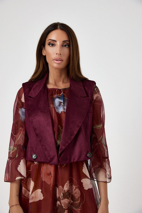 Gilet bordeaux in eco camoscio FEDERICA BI