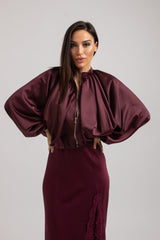 Giacchina FEDERICA BI in raso bordeaux