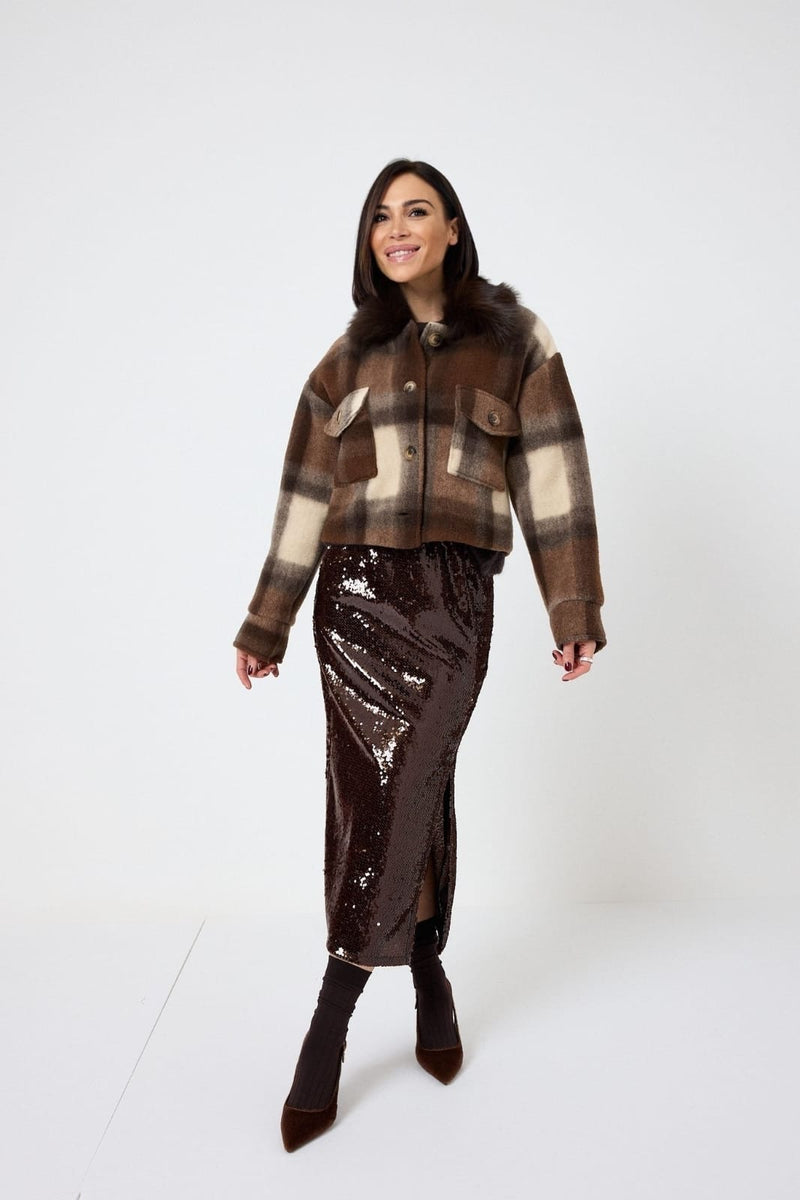 Giacca tartan marrone FEDERICA BI