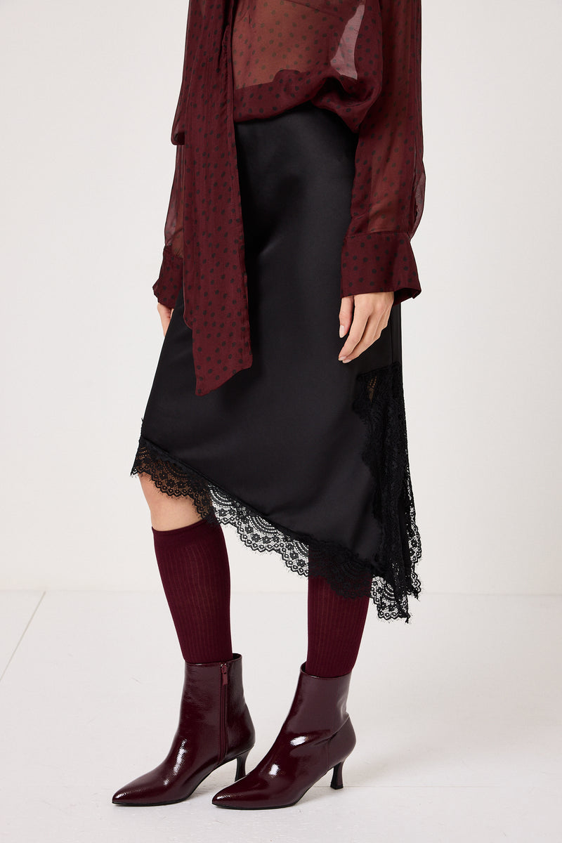 Gonna nera in viscosa e pizzo FEDERICA BI