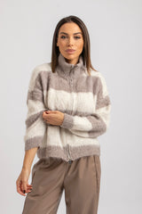 Cardigan riga beige FEDERICA BI