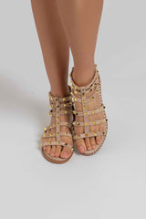 Sandalo beige borchie oro FEDERICA BI
