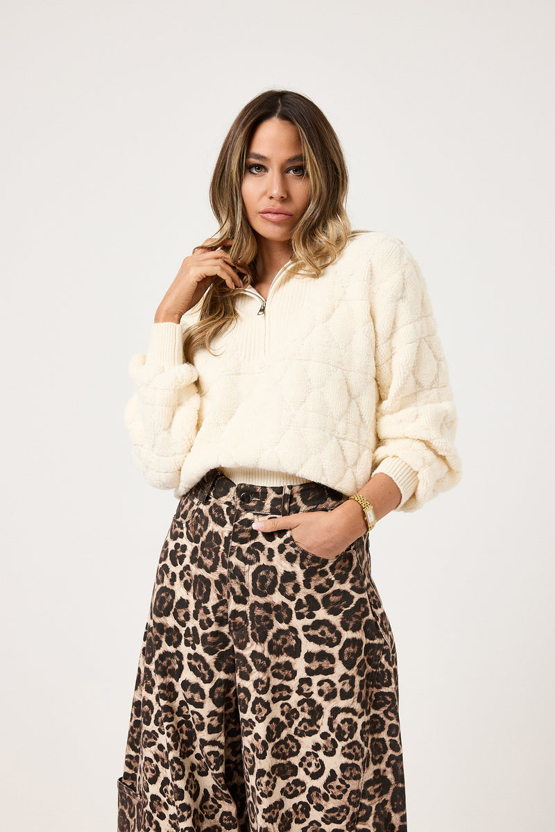 Maglione burro con zip FEDERICA BI