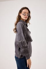 Cardigan con zip e frange FEDERICA BI ( vari colori )