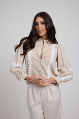 Pantalone in raso beige FEDERICA BI