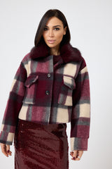 Giacca tartan bordeaux FEDERICA BI