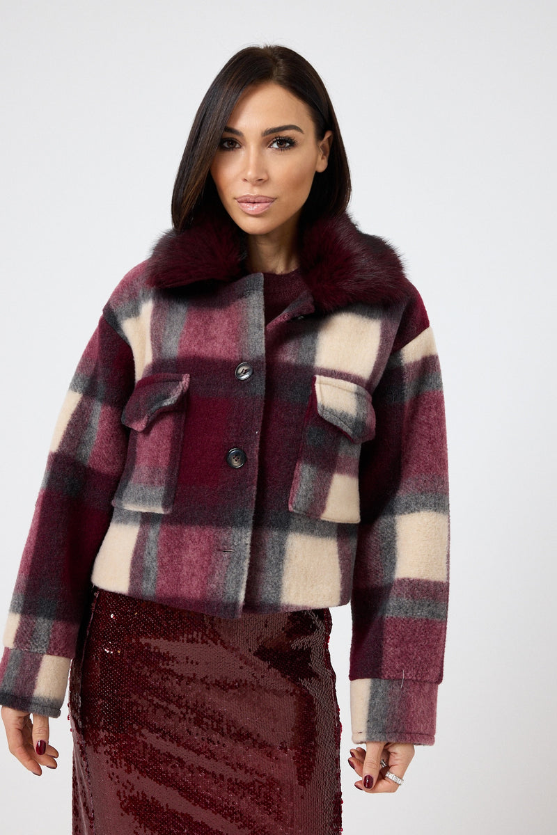 Giacca tartan bordeaux FEDERICA BI