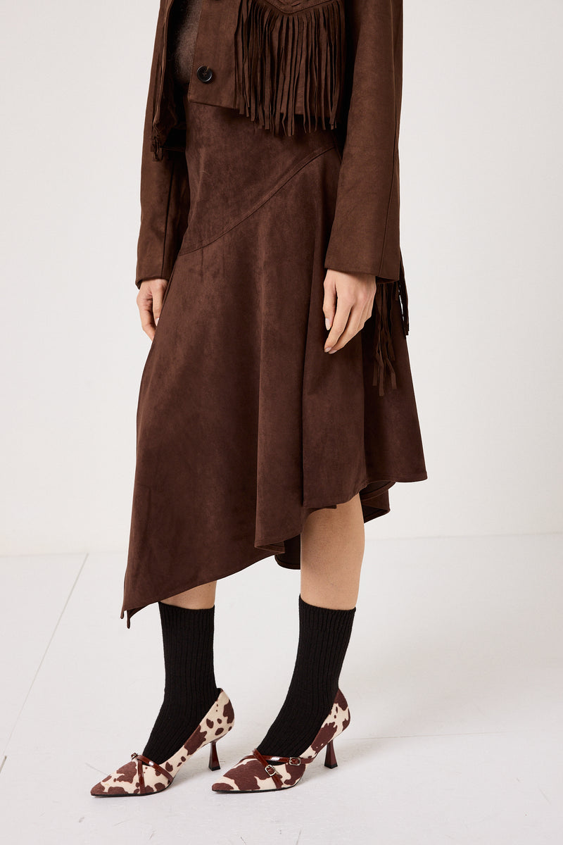 Gonna in ecosuede marrone FEDERICA BI