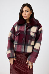 Giacca tartan bordeaux FEDERICA BI
