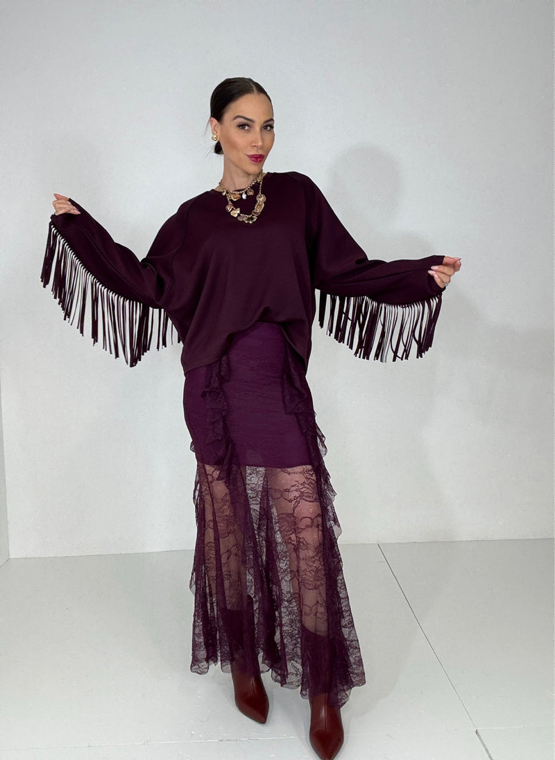 Gonna in pizzo bordeaux FEDERICA BI