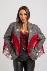 Blazer principe di Galles frange rosse FEDERICA BI