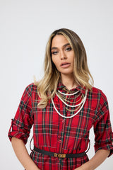 Abito tartan rosso FEDERICA BI