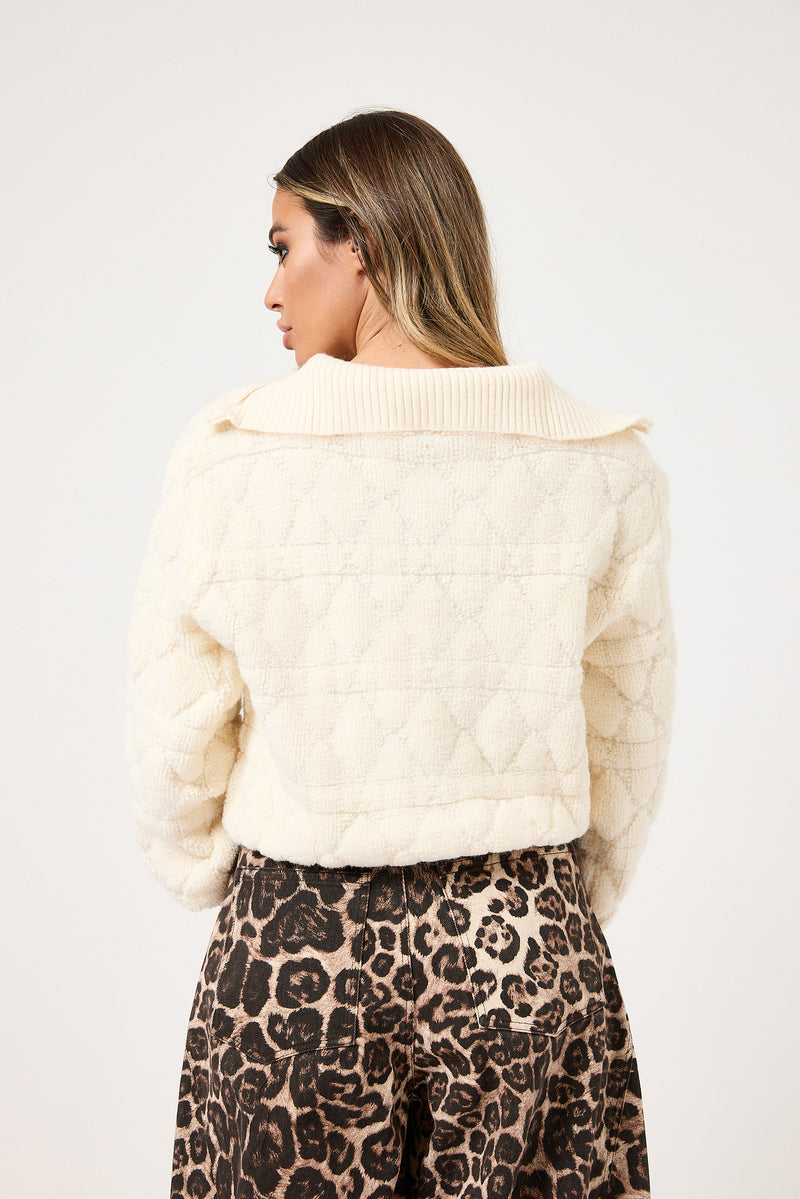 Maglione burro con zip FEDERICA BI