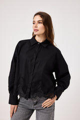 Camicia in cotone e pizzo FEDERICA BI ( bianca e nera )