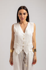 Gilet in lino bianco FEDERICA BI