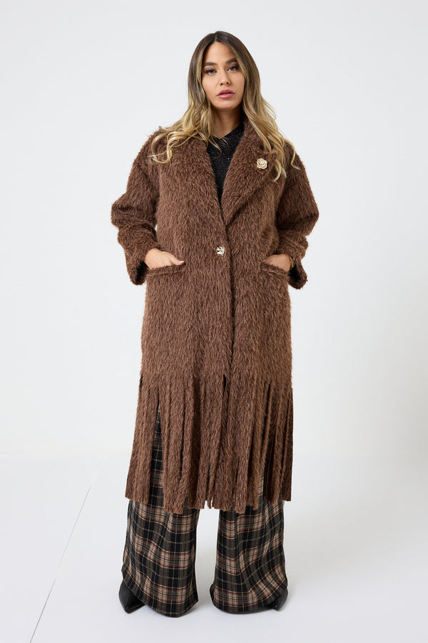 Cappotto lungo con frange FEDERICA BI ( due colori )