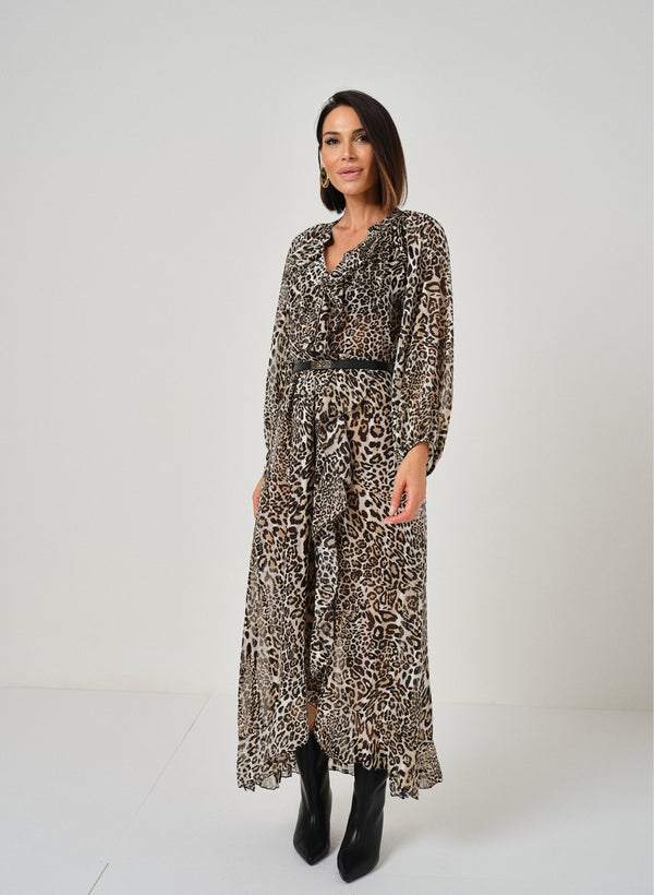 Abito in chiffon animalier micro FEDERICA BI