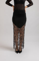 Gonna nera tricot e pizzo chantilly FEDERICA BI
