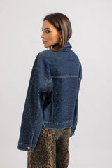 Giacca blu denim cristalli FEDERICA BI