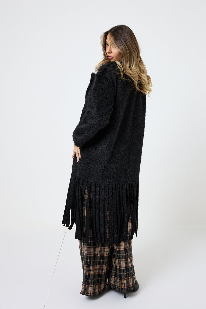Cappotto lungo con frange FEDERICA BI ( due colori )
