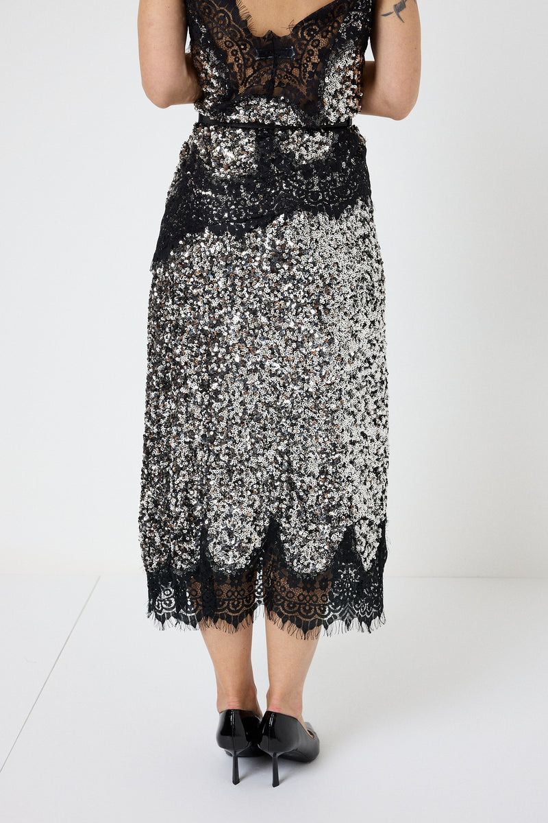 Gonna in paillettes argento FEDERICA BI