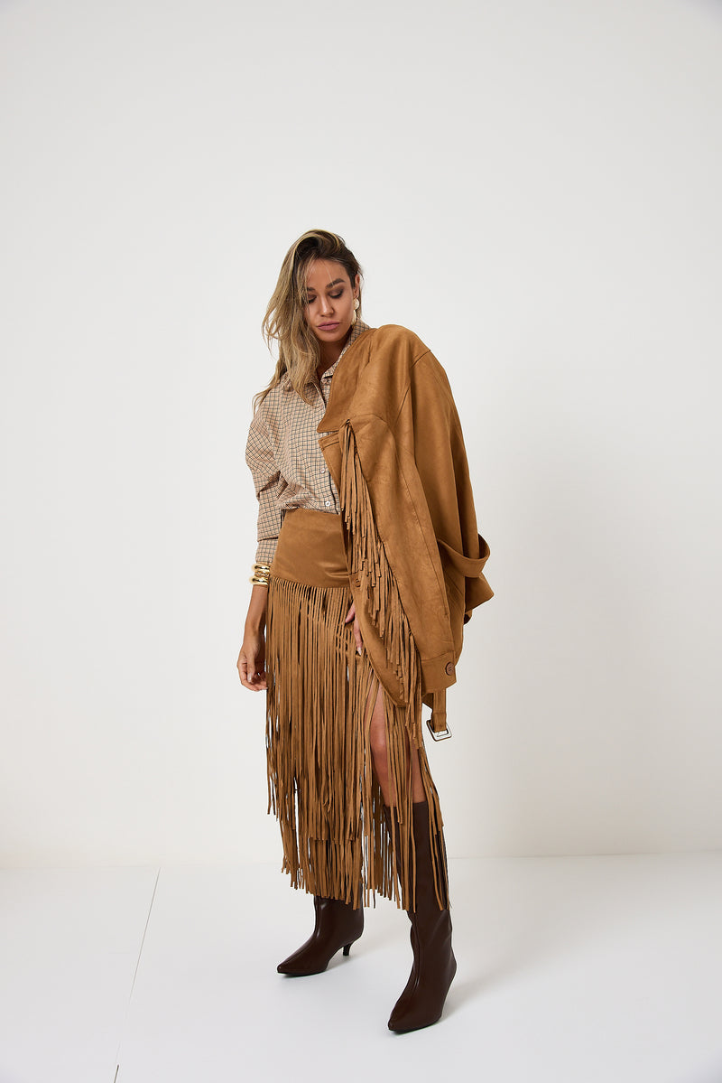 Gonna in suede con frange FEDERICA BI
