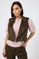 Gilet in ecosuede verde FEDERICA BI