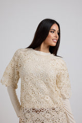 Maglia pizzo crema FEDERICA BI