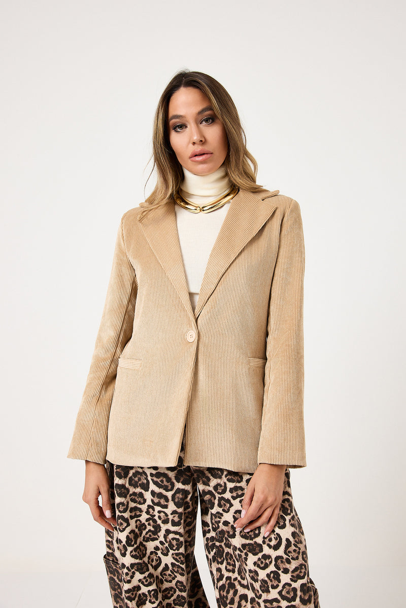 Blazer in velluto beige FEDERICA BI