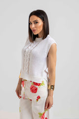 Gilet in maglia treccia FEDERICA BI (piu’ colori)